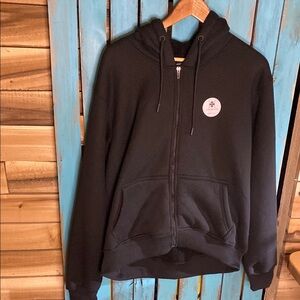 NWT Kenneth Cole Black Zip-Up sherpa lined The Mobility Fleece Hoodie size large